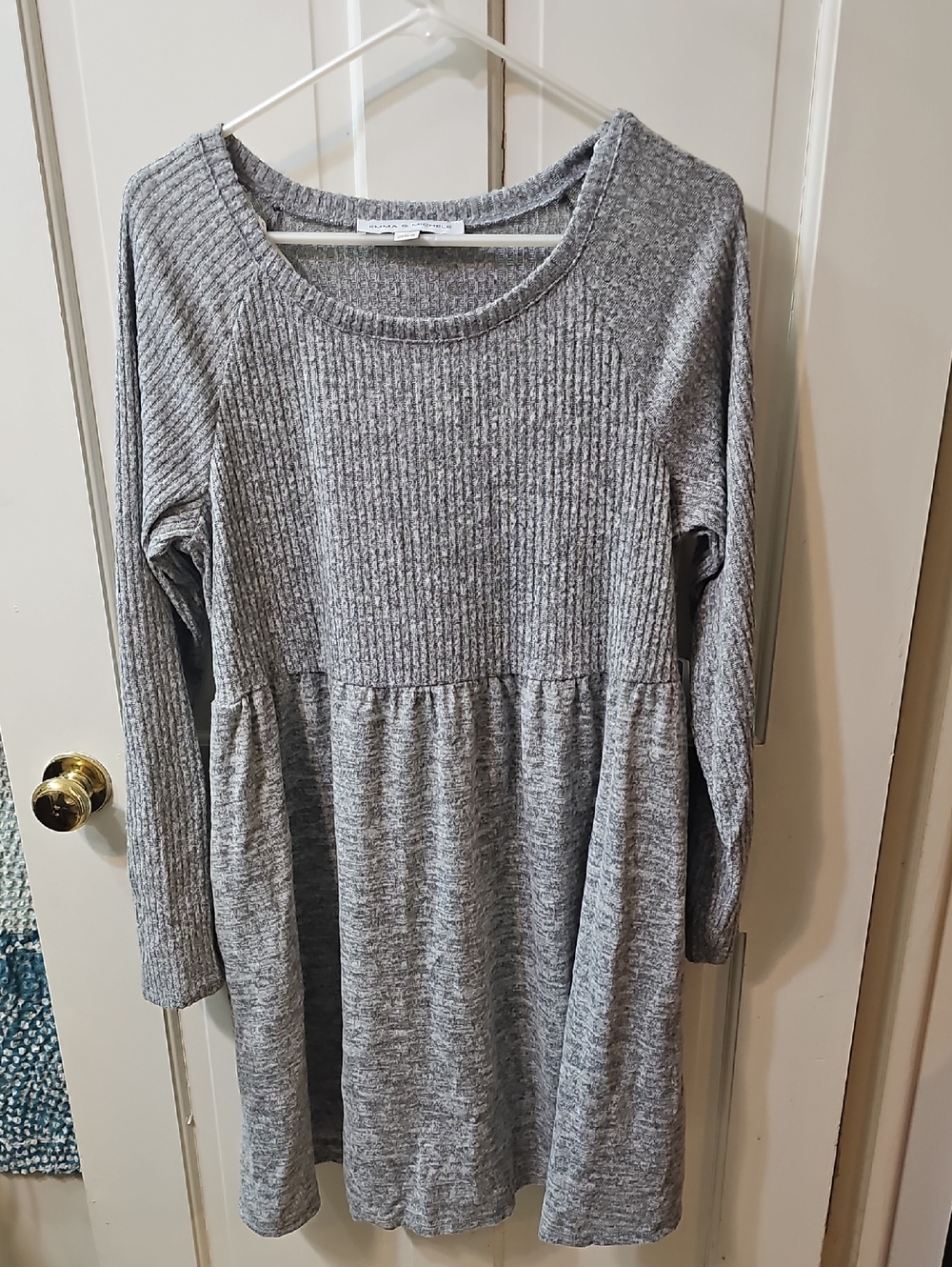 Emma & Michele Gray Ribbed Knit Tunic Dress